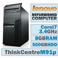 Lenovo ThinkCentre M91p MT Core i7-2600 3.4 GHz 8GB DDR3 Ram 500GB Hard Drive DVD Windows 10 Pro (Renewed)