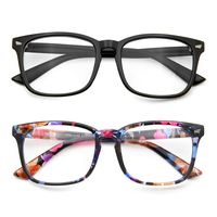 Blue Light Blocking Glasses 2 Pack Anti Eye Strain Minimize Headache UV Blocking Computer Reading Gaming Eyeglasses, Men/Women (Black&Flower)