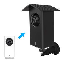 MOFAD Wyze Cam Pan Wall Mount, Weather Proof Anti-Sun Glare and UV Protection Outdoor/Indoor Adjustable Bracket with Silicone Cover Skins Protective Case for Wyze Cam Pan 1080p Security Camera (Black)