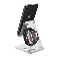 MoKo Watch Stand, 3-in-1 Cell Phone Tablet Folding Stand Adjustable Charging Dock Desk Cradle Compatible with iPhone X / 8 Plus/8, iPad 9.7/iPad Mini 5th Gen, iWatch Series 3/2 / 1 - Silver