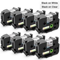 Airmall 8 Pack Compatible 24mm 1 Inch Laminated Black on White/Clear TZ TZe Tape TZe-151 TZe-251 P-Touch Label Tape Compatible with P Touch PT-D600 PT-P700 PT-P900W PT-P950NW
