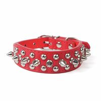 Axchongery Pet Collars, Adjustable Dog Rivet Spiked Studded Neck Strap Puppy Necklace (Red, 3XS = 2.5cm25cm)