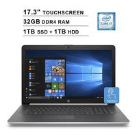 2019 Newest HP Pavilion 17.3 Inch HD Touchscreen Laptop (Intel Quad-Core i7-8550U up to 4GHz, 32GB RAM, 1TB SSD (Boot) + 1TB HDD, Intel UHD 620, DVD, WiFi, Bluetooth, HDMI, Windows 10) (Renewed)