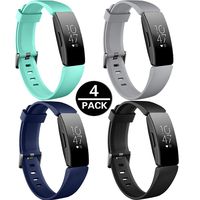HQzon Compatible Bands/Clips Replacement for Fitbit Inspire & Fitbit Inspire HR Fitness Tracker, Made of Soft Comfortable Silicone（Band-4Pack-L）
