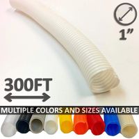 Electriduct 1" Split Wire Loom Tubing Polyethylene Flexible Conduit (1 Inch ID) - White - 300 Feet