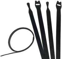 18" Long Hook & Loop Wrap Cable Ties - 5 Pieces - Color Black