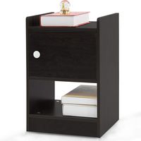 DL furniture-Night Stand/Accent Table with Drawer and Cabinet for Storage (Black)