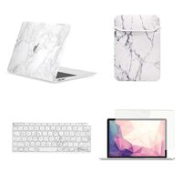 TOP CASE MacBook Air 13 Inch Case A1932 with Retina Display fits Touch ID 2019 2018 Release, 4 in 1 Essential Bundle Marble Pattern Hard Case, Keyboard Cover, Sleeve, Screen Protector - White