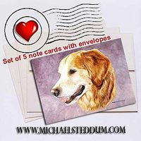 Michael Steddum Golden Retriever Head Study Note Card Set