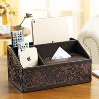 T-ZJHC Multi-Function Tissue Box Desktop Living Room Coffee Table Storage Box Remote Control, Classical Flowers