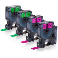 Fimax 2 Pack Compatible D1 Label Tape 1933238 12mmx 3m (1/2 Inch x 10 ft) Black on Neon Tape for DYMO LabelManager 160 280 210D