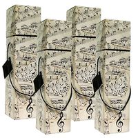 Gift Box,Lafite Music Wine Box, Set of 4pcs Wine Gift Box, EZ Wine Caddy. Easy to Assemble and No Glue Required. Comes with Ribbon and Gift Tag. EZ Wine Box Caddy by Endless Art US.