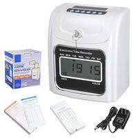 Instahibit Attendance Punch Time Clock Payroll Recorder LCD Display and Document Stamp for Employees with 100 Cards