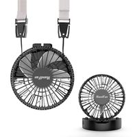 HandFan Personal Necklace Fan Battery Operated Hands-Free Neck Fan Rechargeable Fans Portable with Unique Magnetic Switch/Strong Airflow/Mute & 3 Speed Mode for Travel Outdoors Camping (Black)