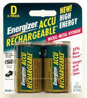 Energizer Recharge Universal D Rechargeable Batteries, 2-Count (Pack of 2)