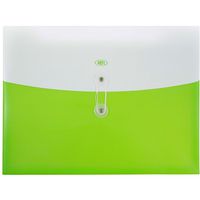 JAM PAPER Plastic Envelopes with Button & String Tie Closure - Letter Booklet - 9 3/4 x 13 - Two-Tone Lime Green - 12/Pack