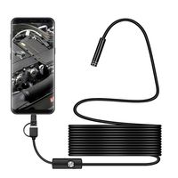 5.5mm Android USB/Type-C 3 in1 Endoscope, Ximandi Waterproof Borescope Inspection Camera CMOS HD Snake Camera with 6 Adjustable Led Lights,Black(1-5m) (1.5m)