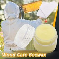 HebeTop Wood Seasoning Beewax-Traditional Beeswax Polish for Wood & Furniture, All-Purpose Beewax for Wood Cleaner and Polish Wipes (White, 1× Wood Seasoning Beewax(20g) +1× Cotton)