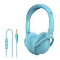 MQbix MQHT560BLU Ear Foam Palette High Performance Headphones with Mic, Turquoise Blue