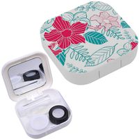 Portable Contact Lens Case Box Travel Kit Mirror + Bottle + Tweezers Container Holder [ Flower ]