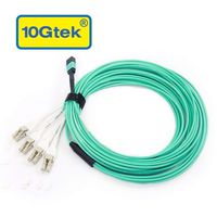 10Gtek MPO Fan-out Patch Cable, OM3 Multimode Fiber, MPO to 8xLC Uniboot, 10-meter(33ft)