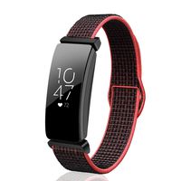 VEAQEE Bands Compatible with Inspire HR and Inspire Bands and Ace 2 Woven Soft Nylon Sport Breathable Watch Strap Quick Release Replacement Wristband Accessories for Women Man (Black red)