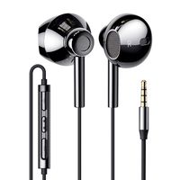 Linklike Quad Dynamic Drivers Hi-Res Extra Bass Earbuds Headphones Noise Isolating Wired Earbuds with Microphone, Lightweight Earphones with Volume Control 3.5mm Jack In-Ear Headphones (Bright Black)