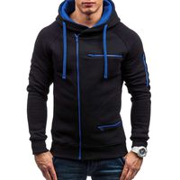 Mens Hoodies Pervobs Sweatshirts Autumn Long Sleeve Full Zipper Drawstring Hoodies Thicken Pullover Coat with Pocket(XL, Black B)