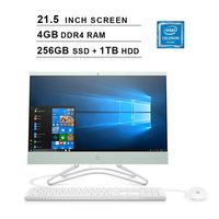 2019 HP Pavilion All-in-One 21.5 Inch FHD 1080P Desktop (Intel Celeron G4900T 2.9GHz, 4GB DDR4 RAM, 256GB SSD (Boot) + 1TB HDD, Intel UHD Graphics 610, WiFi, Bluetooth, HDMI, Windows 10) (Mint)