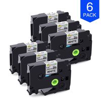 Compatible with Ptouch Tape 12mm 0.47 White TZe231 TZ-231 Black on White 1/2 Inch Standard Laminated Label Tape, 26.2 Feet, for Brother P-Touch PT-1880 PTD200 PT1750 PTD600 PTD210, 6-Pack Label Tape