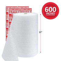 enKo Foam Wrap Roll (1-Roll) 12" Wide x 600" Length (Inch) Foam Wrap Roll Cushioning Moving Supplies Protect Glasses, China, Dishes for Shipping Storing Packing with 20 Fragile Stickers Labels