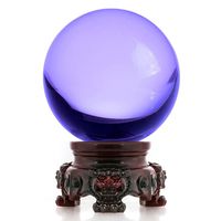 Amlong Crystal 3 inch (80mm) Purple Crystal Ball with Redwood Lion Resin Stand and Gift Box for Decorative Ball, Lensball Photography, Gazing Divination or Feng Shui, and Fortune Telling Ball