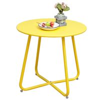 Grand Patio Steel Patio Side Table, Weather Resistant Outdoor Round End Table, Yellow