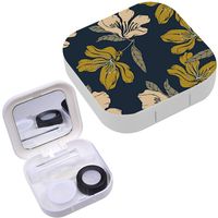 Portable Contact Lens Case Box Travel Kit Mirror + Bottle + Tweezers Container Holder [ Elegance Floral ]