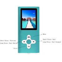 RHDTShop MP3 MP4 Player with a 16 GB Micro SD Card, Ultra Slim 1.7" LCD Screen-Blue