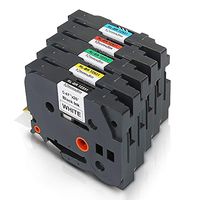 HWDID TZ TZe Color Tape, Compatible with Brother P Touch PT D210/ H110/ P300BT,Standard Laminated TZe-231 TZe-431 TZe-531 TZe-631 TZe-731, 26.2 Feet (12mm x 8m), 5-Pack