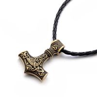 Hammer Pendant Necklaces,Hemlock Women Men Hip Pop Necklace Hammer Of Thor Mjolnir Viking Necklace (Gold)