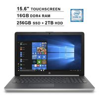 2019 Newest HP Pavilion 15.6 Inch Touchscreen Laptop (Intel Core i5-7200U up to 3.10 GHz, 16GB DDR4 RAM, 256GB SSD (Boot) + 2TB HDD, Intel HD 620, WiFi, Bluetooth, HDMI, DVD, Webcam, Windows 10)