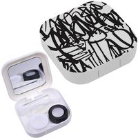 Portable Contact Lens Case Box Travel Kit Mirror + Bottle + Tweezers Container Holder [ Graffiti ]