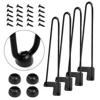 AECOJOY 16" Black Hairpin Legs, 3/8" Diameter, Set for 4 Heavy Duty 2 Rods Table Legs, for DIY Desk, Stand, Bench