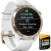 Garmin Approach S40 Golf Watch (Light Gold Tone/White Band) - (010-02140-02) with 1 Year Extended Warranty