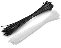Maximm Cable Zip Ties 12" Black & White 100-Pack Heavy Duty Holds 75Lbs