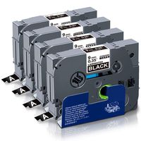 Absonic Compatible Label Tape for Tze-325 Tze 325 Tz-325 Tz Tape White on Black, 9mm Laminated for Brother P-Touch PT-200 PT-D210 PTD400AD PT-H100 PTD600 PT-P700 Label Maker, 3/8'' x 26.2', 4-Pack