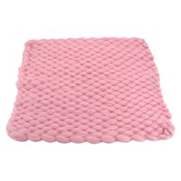 D&J Handcraft Newborn Photography Props Knit Blanket Baby Photo Basket Props Stuffer Filler Mat, Acrylic Soft 17.7x15.7inch Pink