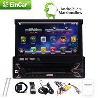 Android 7.1 Operating System Single Din with 7 Inch HD capacitive Touch Screen 1024600p High Resolution 7 Color LED Backlight 1.2G Quad Core Build-in WiFi Rear View Camera Input Steering Wheel Cont