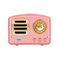 Dosmix Wireless Stereo Retro Speakers, Portable Bluetooth Vintage Speakers with Powerful Sound, Hands-Free Calls, Alexa Support, TF Card, AUX for Kitchen Bedrooms Party Outdoor Android iOS Pink