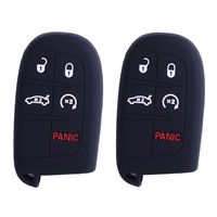 2pcs XUHANG Sillicone key fob Skin key Cover Remote Case Protector Shell for Jeep Grand Cherokee Chrysler 300 Dodge Durango Charger Challenger Journey smart remote 5 button black