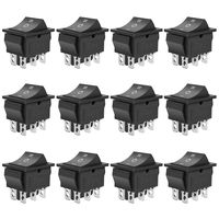 MXRS Rocker Boat Switch, 12 Pcs DPDT 6 Pins Switch Snap, AC 20A/250V 15A/125V, 3 Position ON/Off/ON Mini Boat Rocker Switch Toggle for Car Auto Boat (Black)