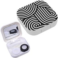 Portable Contact Lens Case Box Travel Kit Mirror + Bottle + Tweezers Container Holder [ Twisted Lines ]