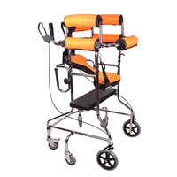Folding Rollator Walker with Seat and Underarm Support Armrests Adjustable Height Standing Walker Limited Mobile Auxiliary Six-Wheeled Seat Plate